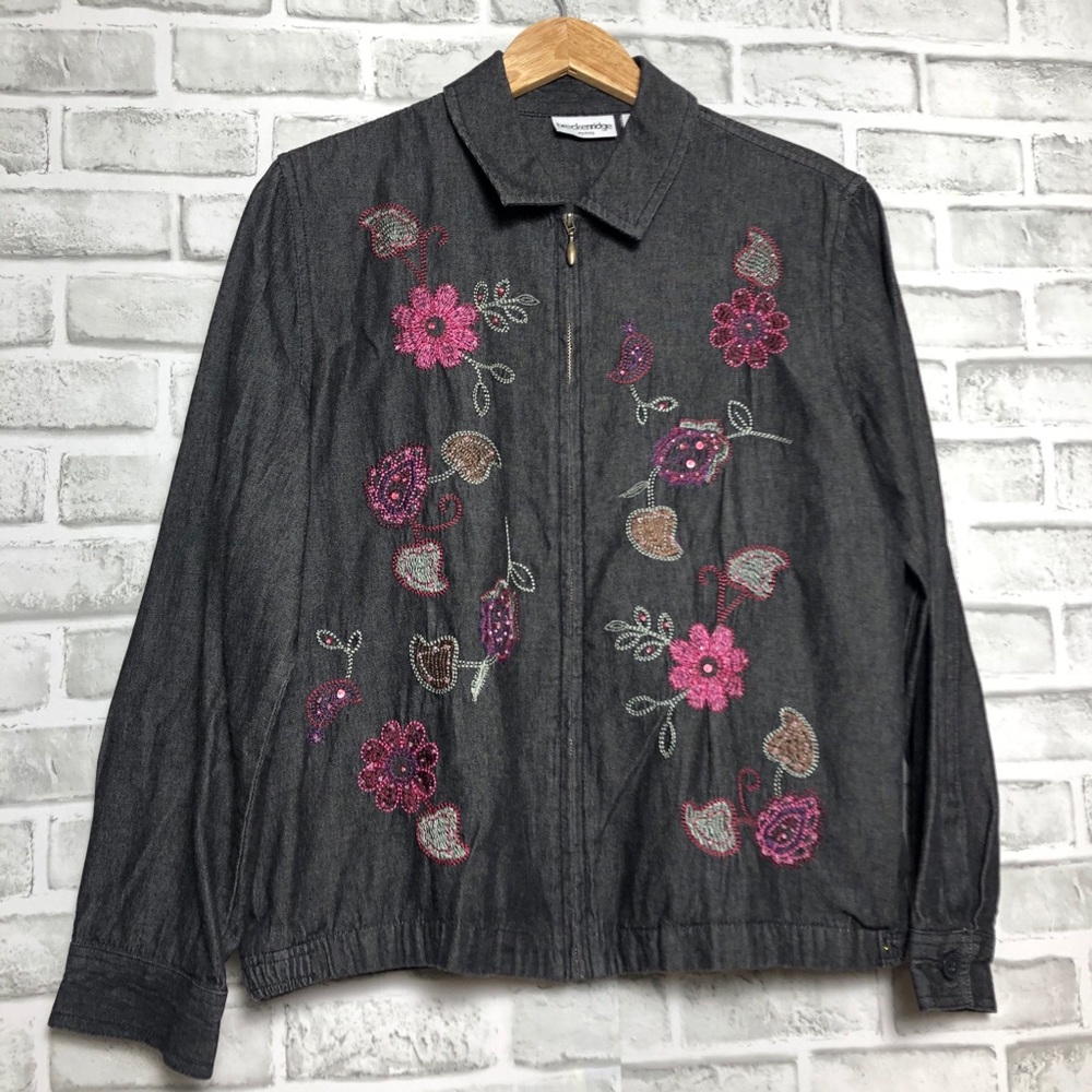 Breckinridge denim floral embroidered jacket PL